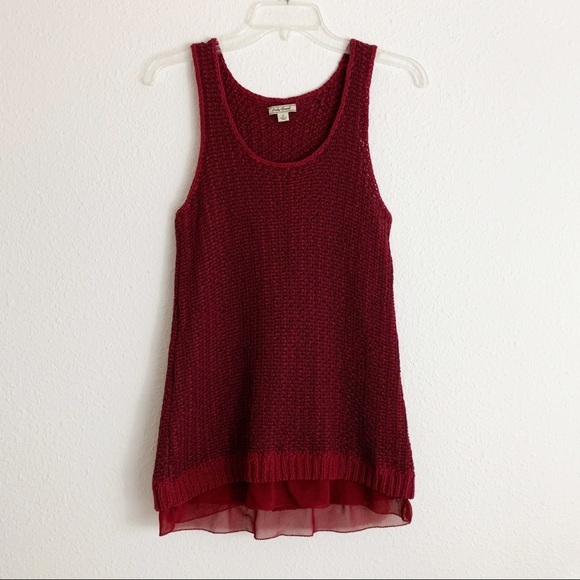 Lucky Brand Tops - Lucky Brand Burgundy Sleeveless Knit Sweater